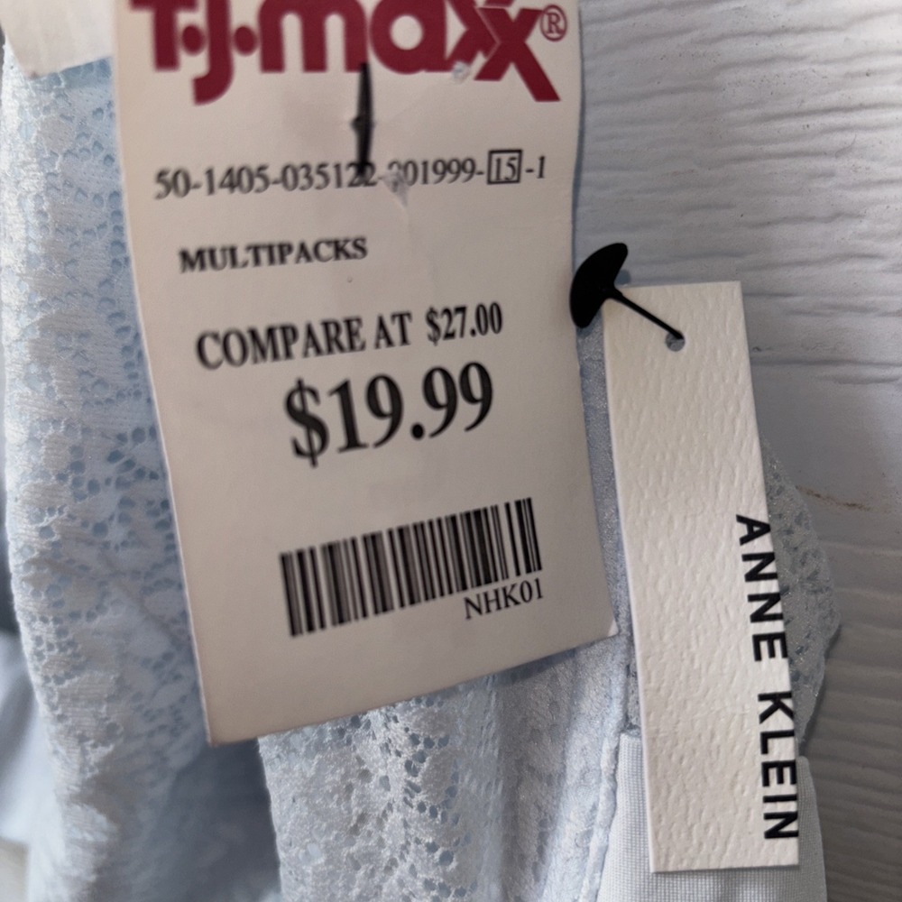 NWT Anne Klein T-Shirt Bra 42D Full Figure Unlined Light Blue Lace - Picture 4 of 10